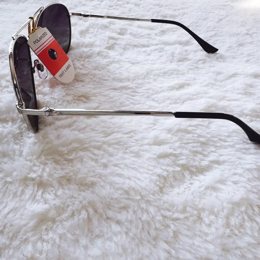 Felix Black W/Silver Rim Polarized Aviator Sunglasses